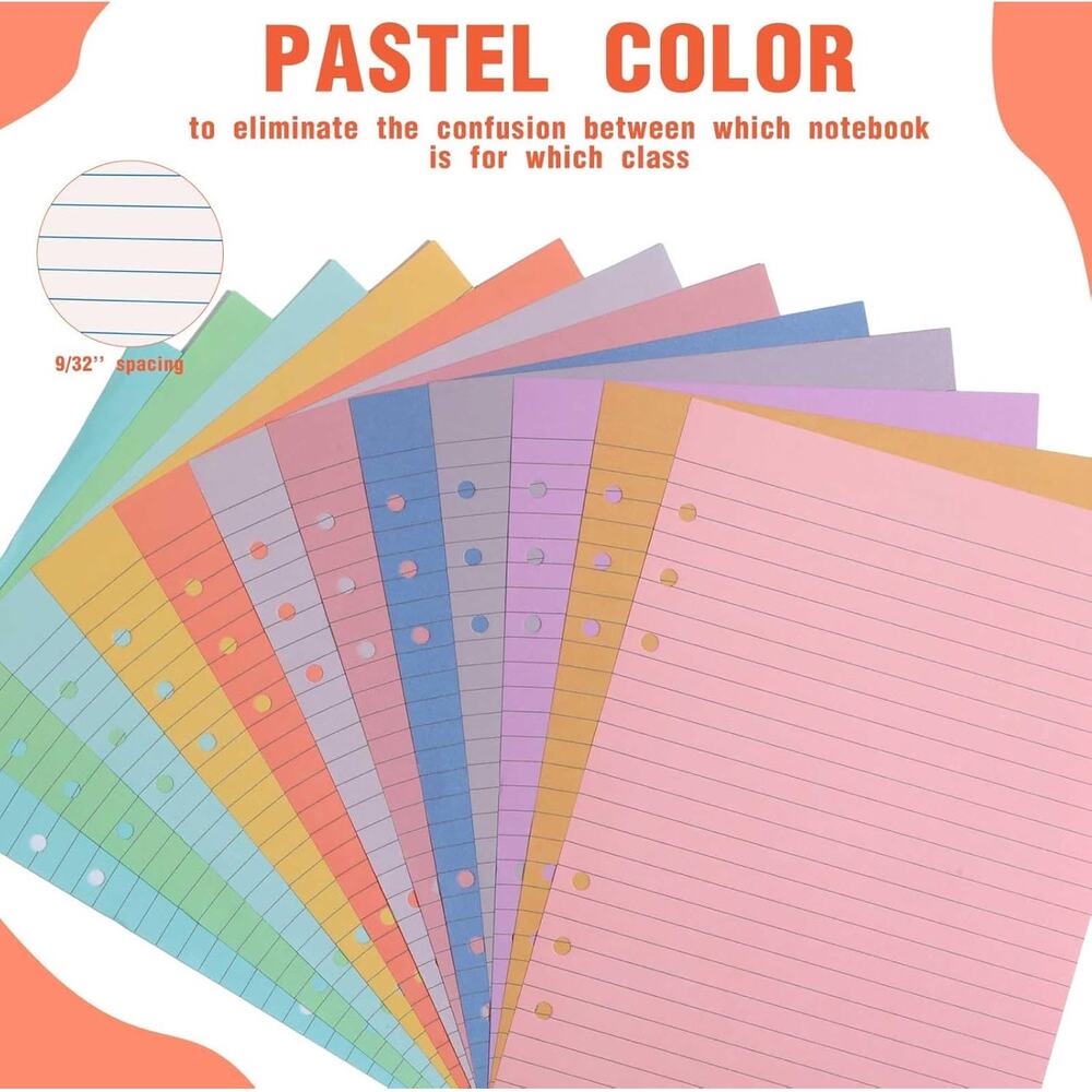 A5 6 Ring Refill Paper, Multicolored, 960 Sheets, NIP - Picture 5 of 7